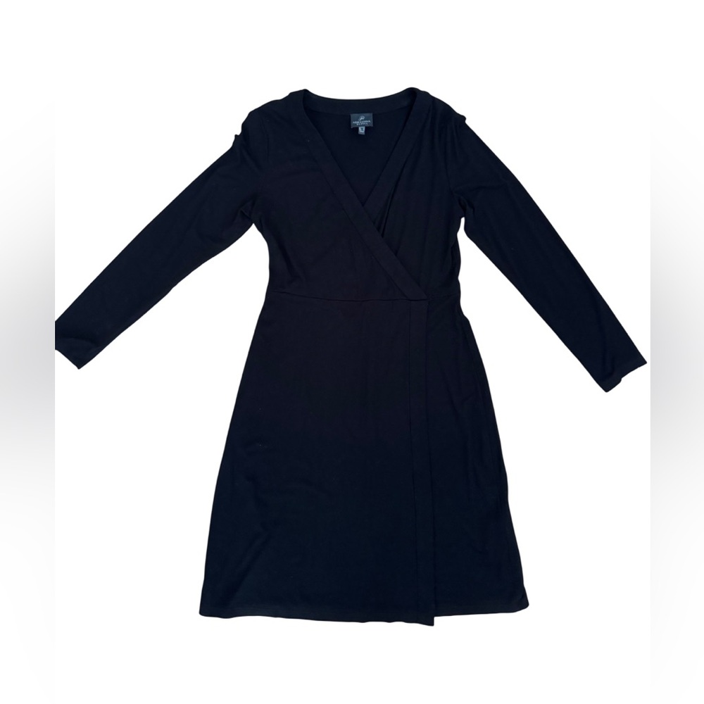 Adrianna Papell Women's Black Long Sleeve Faux Wrap Dress Size 6